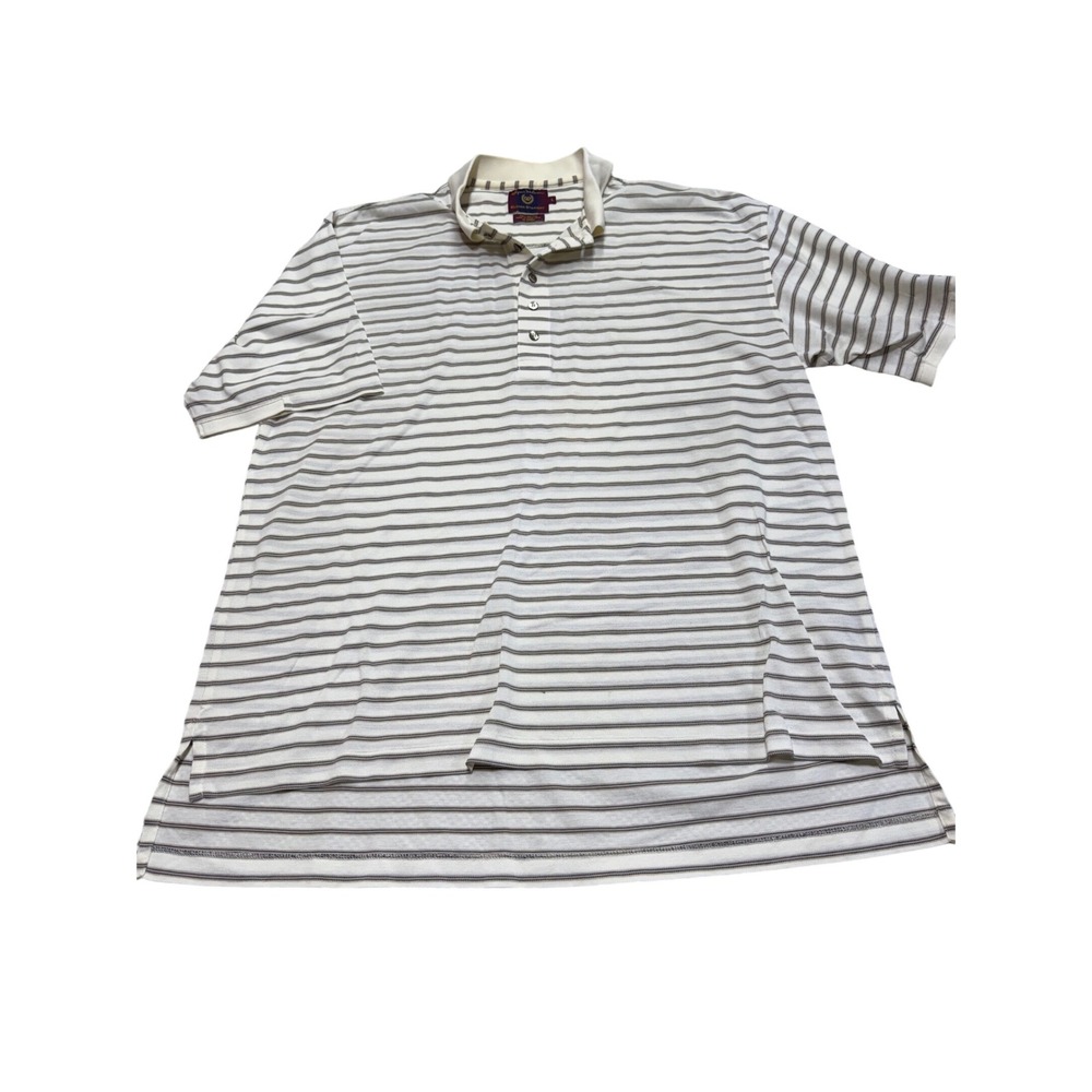 Byron Nelson Eleven Straight Mens Striped Polo Shirt L Short Sleeve Casual